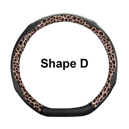 Capa de Volante de Couro Antiderrapante para Carro Capa Protetora Universal com Estampa de Leopardo Estilo Moda 38cm Formato O D