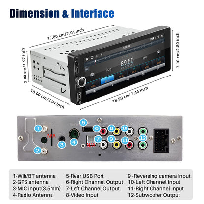 ESSGOO 6.86 Inch Universal Car Radio Carplay Android Auto Car Multimedia Player Autoradio HD Touch Screen FM Bluetooth