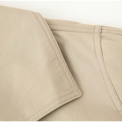 Belted Waist Cropped Trench Double Breasted Stand Collar 2025 Autumn Chic Elegant Women Coat Casual Vintage Office Lady Jacket