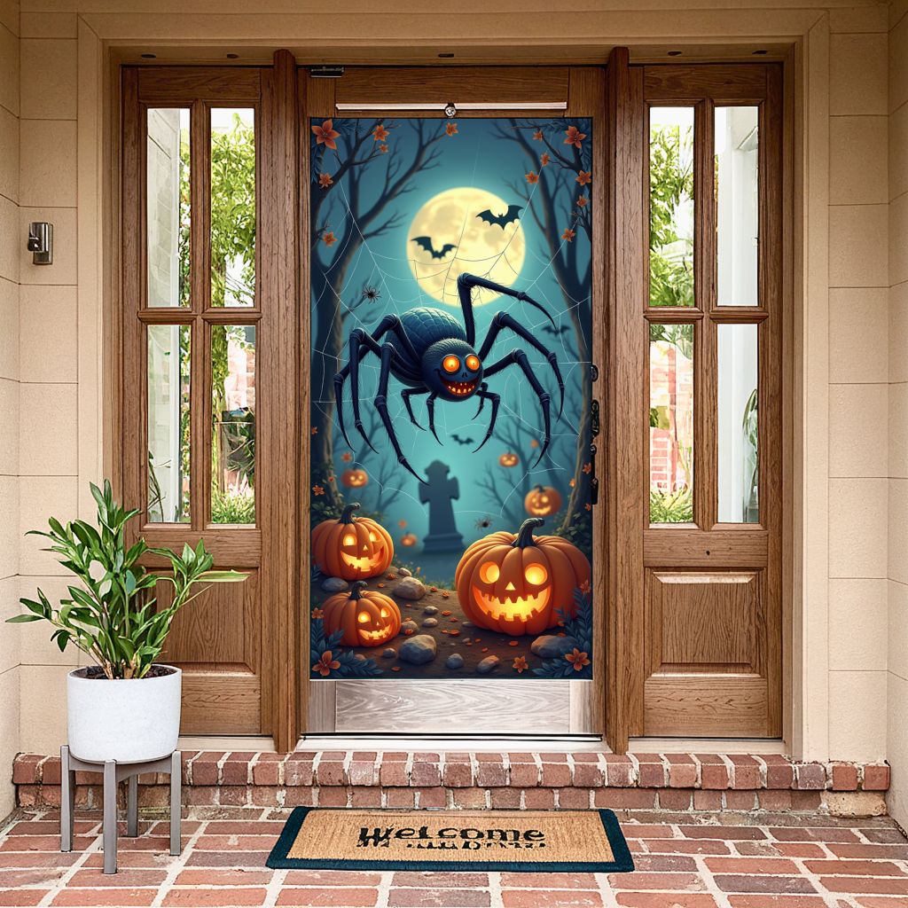 Happy Halloween Celebration Party Decoration Horror Skeleton Spooky Banner For Haunted House Door Cover Home Halloween Lining