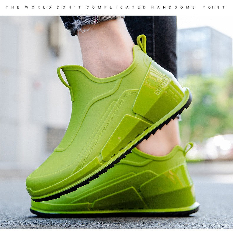 Ankle Rain Boots Men's Motorcycle Waterproof Shoes Outdoor Rain Boots Fishing Non-slip Rubber Shoes Thick Soled Water Shoes