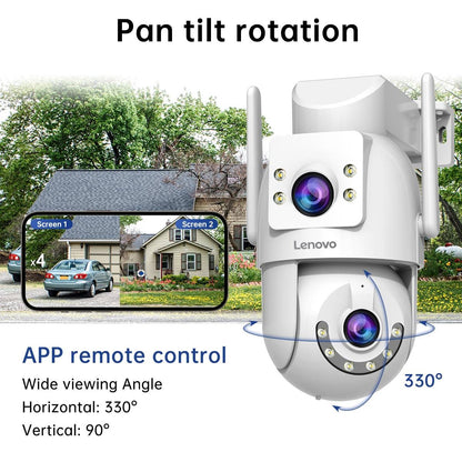 Lenovo HD PTZ Camera Outdoor 6MP Dual Lens Dual Screen 5G Wifi Auto Tracking CCCTV Camera Security Protection Video Surveillance