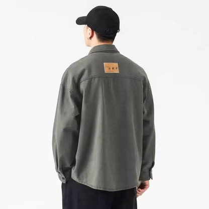 Autumn Men's Long Sleeve Cargo Shirt Casual Korean Fashion Oversize Blouses Hombre 2025 New High Street Y2K T Shirt Baggy Jacket