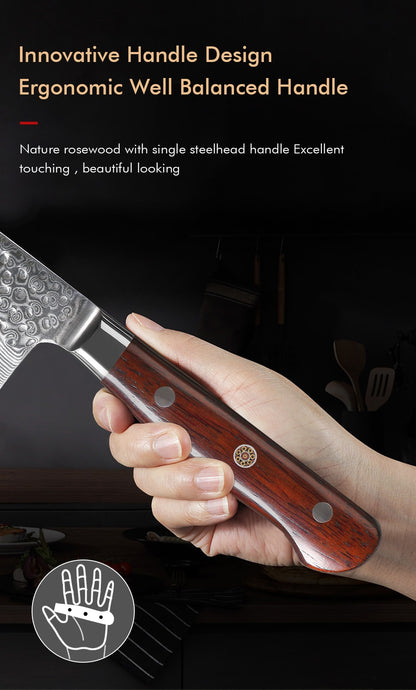 TURWHO 1-5 PEÇAS Facas Santoku Japonesas Facas de Chef Faca de Pão Aço Damasco de Alto Carbono 67 Camadas Conjunto de Facas Profissionais para Cozinha