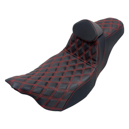 Almofada de Assento Duplo Dianteiro para Piloto Traseiro para Passageiro de Moto com Encosto para Harley Touring Road King FLTRX FLHTK Ultra 09-2023