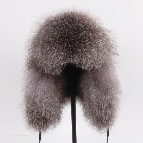 2025 Novo Chapéu Feminino Ushanka Russo de Pele de Raposa Natural Inverno Grosso Quente Orelhas Moda Chapéu Bomber Senhora Gorro Genuíno de Pele de Raposa Real