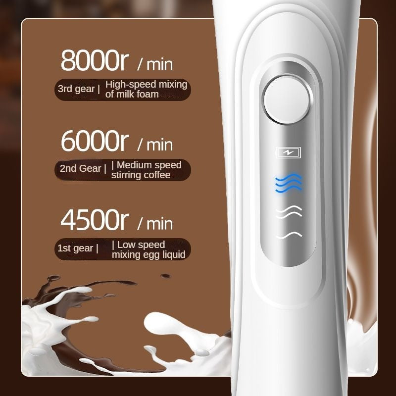 Espumador de leite elétrico, batedor de ovos manual, máquina de café para bebidas, máquina de creme de geleia de 3 velocidades, batedeira de massa para cozinha doméstica