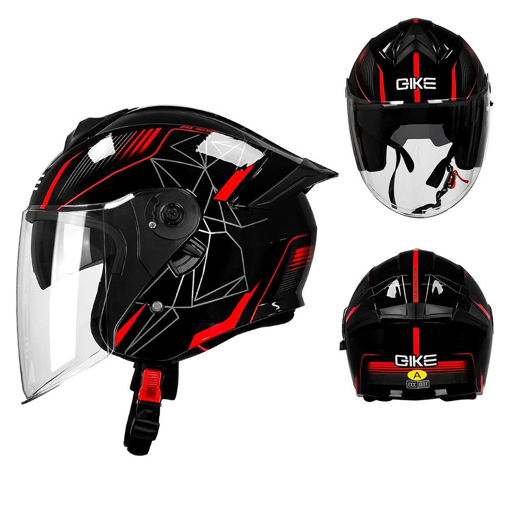 Capacete de Moto Unissex Anti-Embaçante com Lente Dupla e Meio Rosto para Veículos Elétricos Equipamento de Proteção para Homens e Mulheres