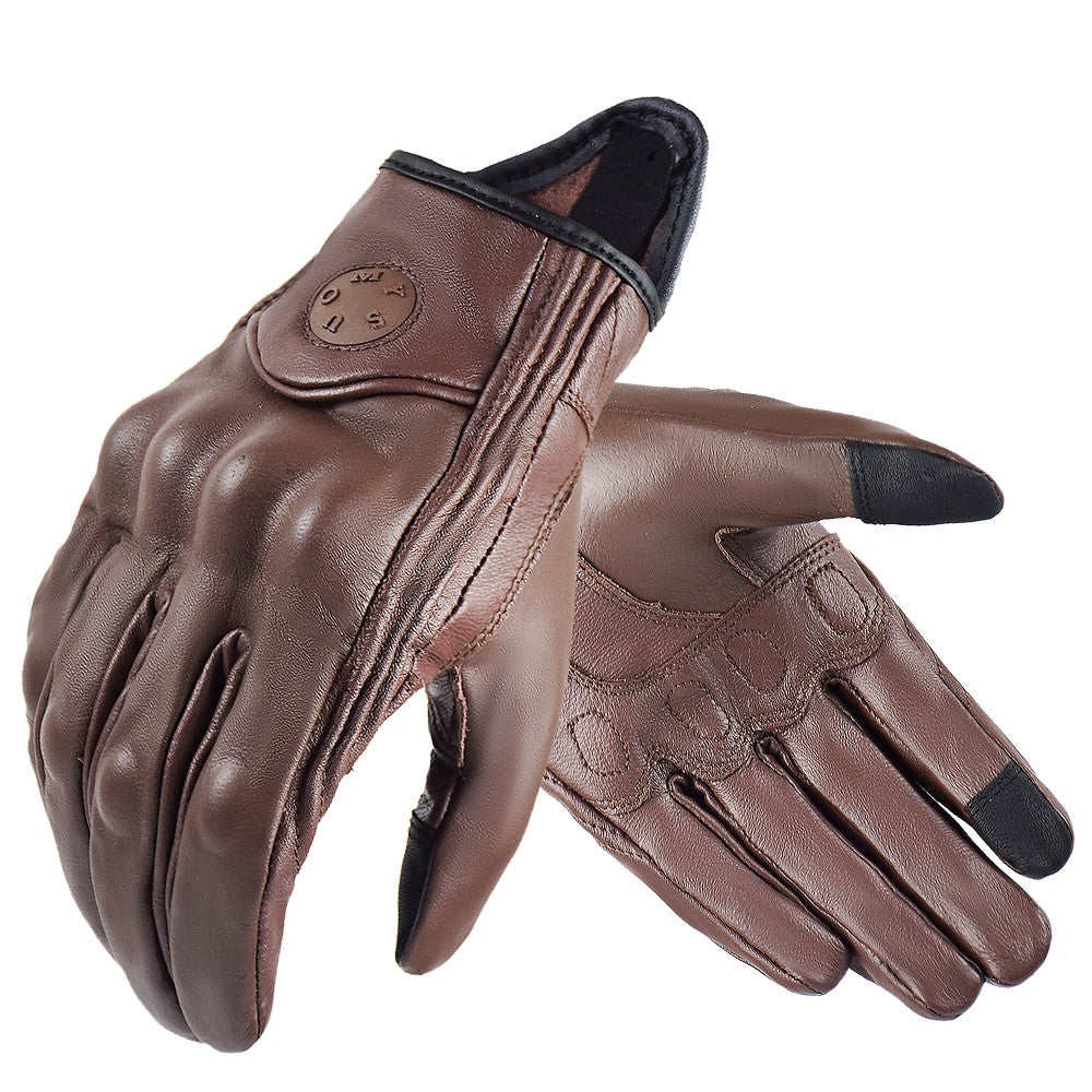 Luvas de motociclismo de couro de cabra Suomy Vintage, de verão, marrons, retrô, para motociclistas masculinos, luvas de motocross femininas, Luvas