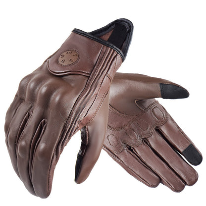 Luvas de motociclismo de couro de cabra Suomy Vintage, de verão, marrons, retrô, para motociclistas masculinos, luvas de motocross femininas, Luvas