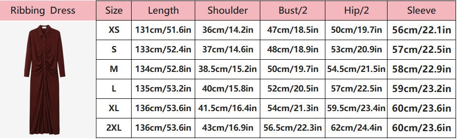 AS AW25 woman dress turn-down collar ribbing high elastic shirring maxi dress