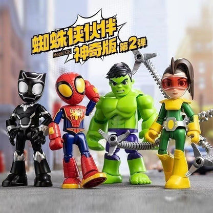Em estoque, Blokees Genuínos Marvel Spidey Amazing Friend Homem-Aranha Miles Homem-Formiga Boneco Anime Action Figure Colecionáveis Brinquedos Modelo