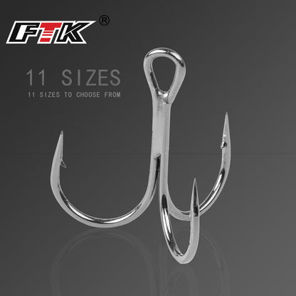 FTK Anzol de Pesca Bass com Três Pontas e Suporte para Isca, Suporte para Isca, Anzol de Isca, Conjunto de Anzóis de Manivela para Amarração de Mosca, Água Salgada, Anzol de Agulha para Pesca