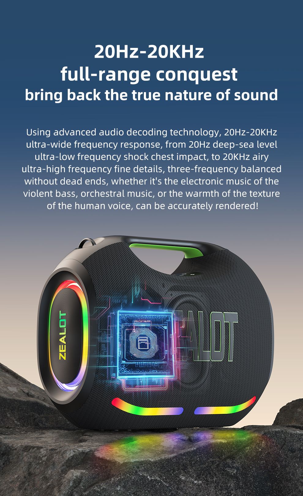 ZEALOT-ZE21 250W Alto Poder Sem Fio TWS Subwoofer Bluetooth Speaker Alto Volume À Prova D'Água Portátil Power Bank Som HIFI
