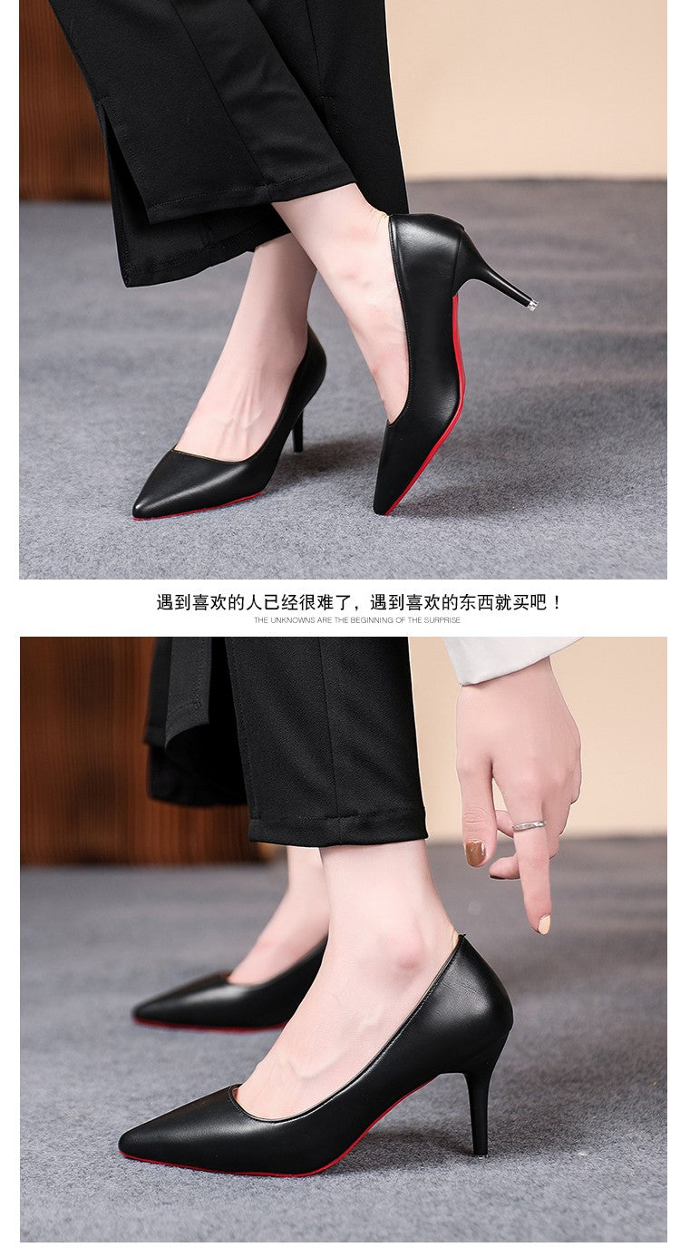 Sexy Fashion Red Sole Women's Pumps Matte Leather Stiletto Heels Shoes Classic Black Career Work Dress Shoes Ladies High Heels ?
