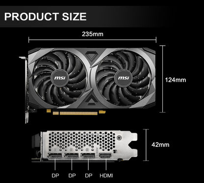 Placa de Vídeo MSI GeForce RTX 3060 VENTUS 2X 12G OC para Jogos 12GB GDDR6 192 bits HDMI DP PCI-E 4.0 8 pinos Desktop Placa de Vídeo Nova