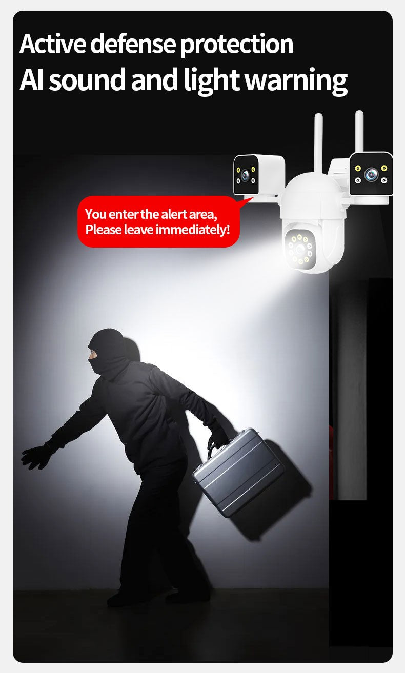 6K 12MP WiFi Surveillance Camera, 3 Lens 3 Screens,10X Digital Zoom, AI Human Detect, 8mp Outdoor Security PTZ IP Cameras