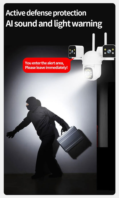 6K 12MP WiFi Surveillance Camera, 3 Lens 3 Screens,10X Digital Zoom, AI Human Detect, 8mp Outdoor Security PTZ IP Cameras