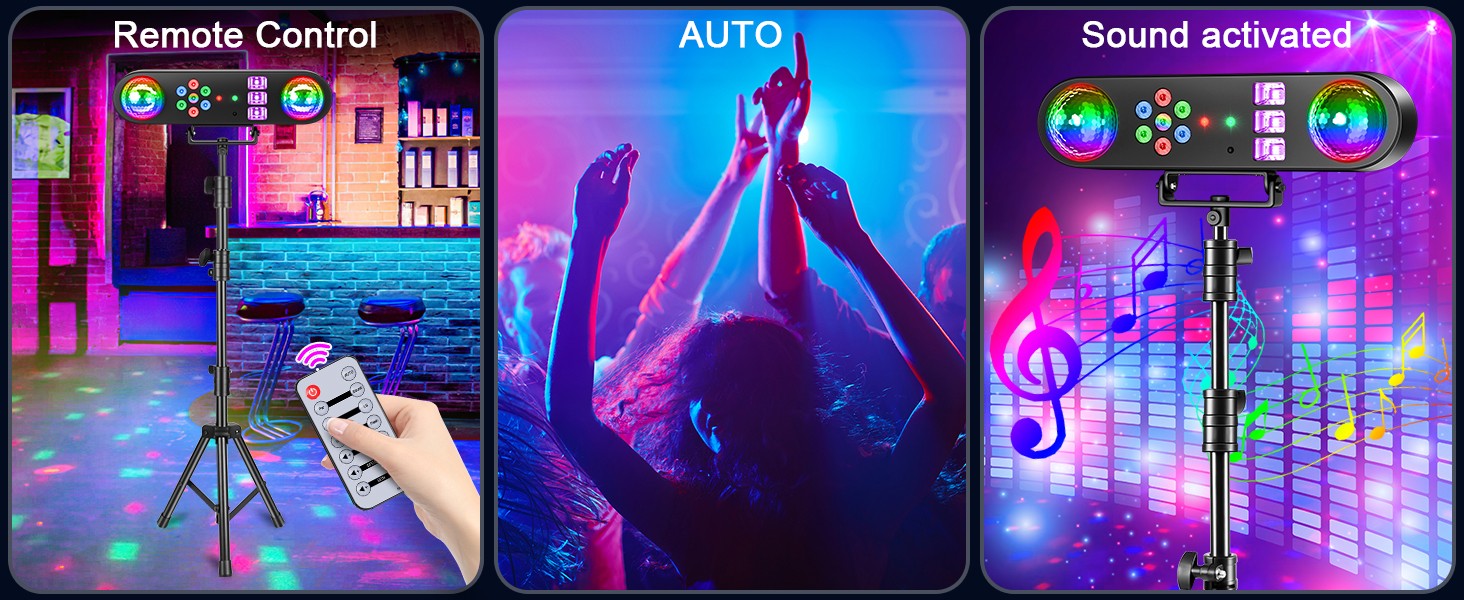 U'King Mini 5IN1 Bracket Effect Light Remote Control Mobile Stage Light Sound Control Strobe Magic Ball Light for DJ Show Party