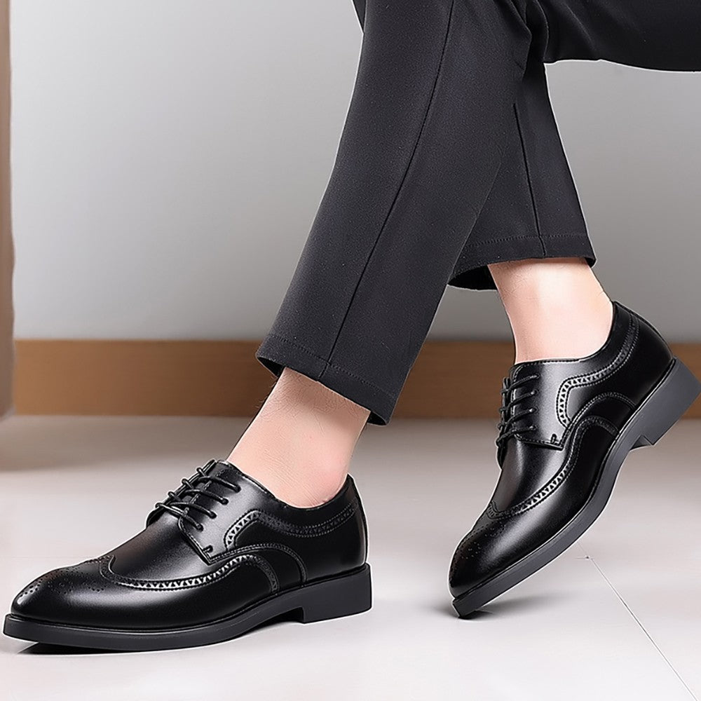 Men's Elegant British Brogue Derby Shoes Lace-Up Patchwork Breathable Formal Dress Shoes Business Wedding Thanksgiving Christmas