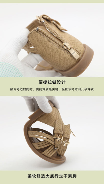 New 2025 European And American Fashion Comfortable Breathable Exposed Toe Thick Sole Soft Sole Crossed Roman Sandal Boots