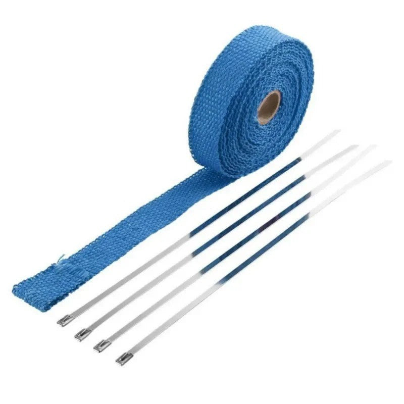 5M Roll Fiberglass Heat Shield Motorcycle Exhaust Thermal Tape Header Pipe Heat Wrap Tape Thermal Protection with Stainless Ties