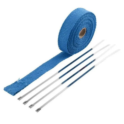 5M Roll Fiberglass Heat Shield Motorcycle Exhaust Thermal Tape Header Pipe Heat Wrap Tape Thermal Protection with Stainless Ties