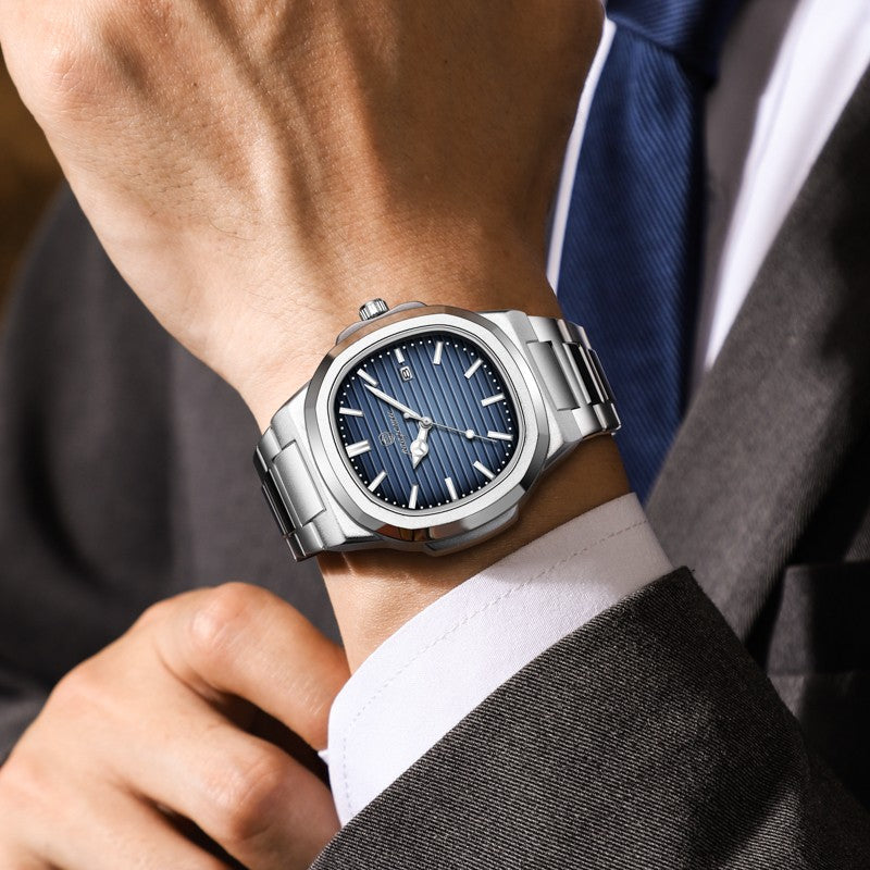 POEDAGAR Luxury Men Quartz Watch Waterproof Date Week Luminous Wristwatch Stainless Steel Men's Watches Male Clock Sports Reloj