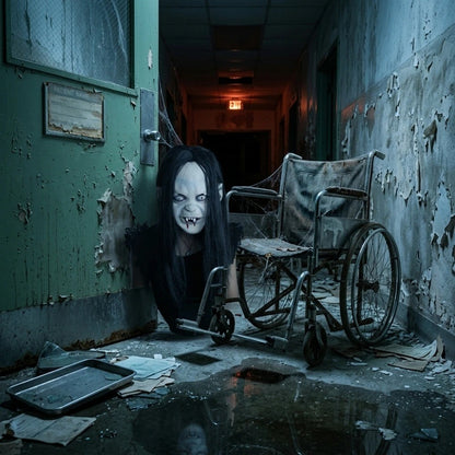 Scary Sadako Ghost Full Head Latex Mask Long Straight Black Hair Pale White Face Bloody Vampire Fangs Creepy Horror Female Spirit Mask For Halloween Carnival Cosplay Masquerade Haunted House Bar Party Prank Trick Photo Booth Costume Decoration Accessory