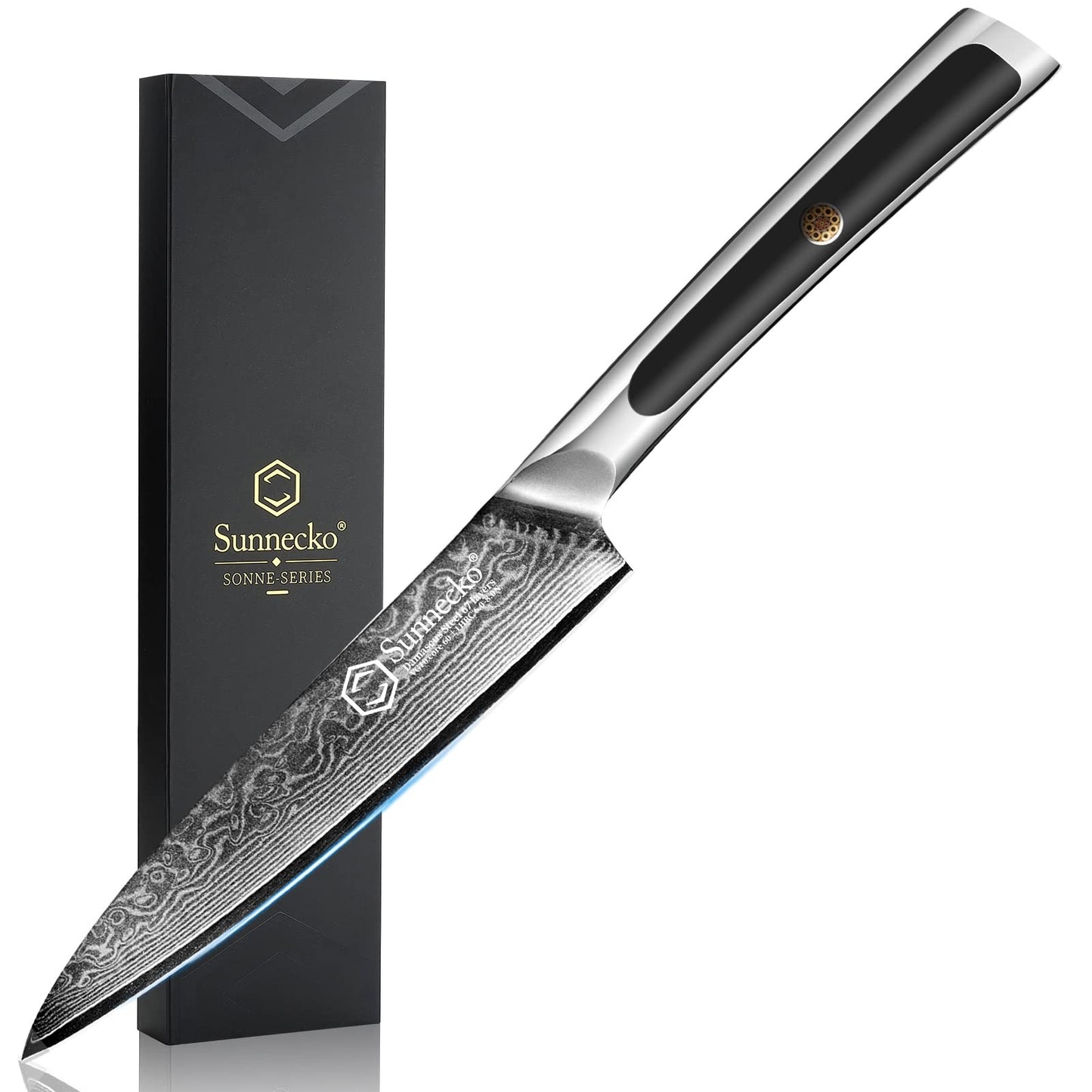 Facas de chef Sunnecko Damascus 1-7 peças/conjunto Faca de corte de carne de aço VG10 de alto carbono Faca de cozinha de corte utilitária ultra afiada