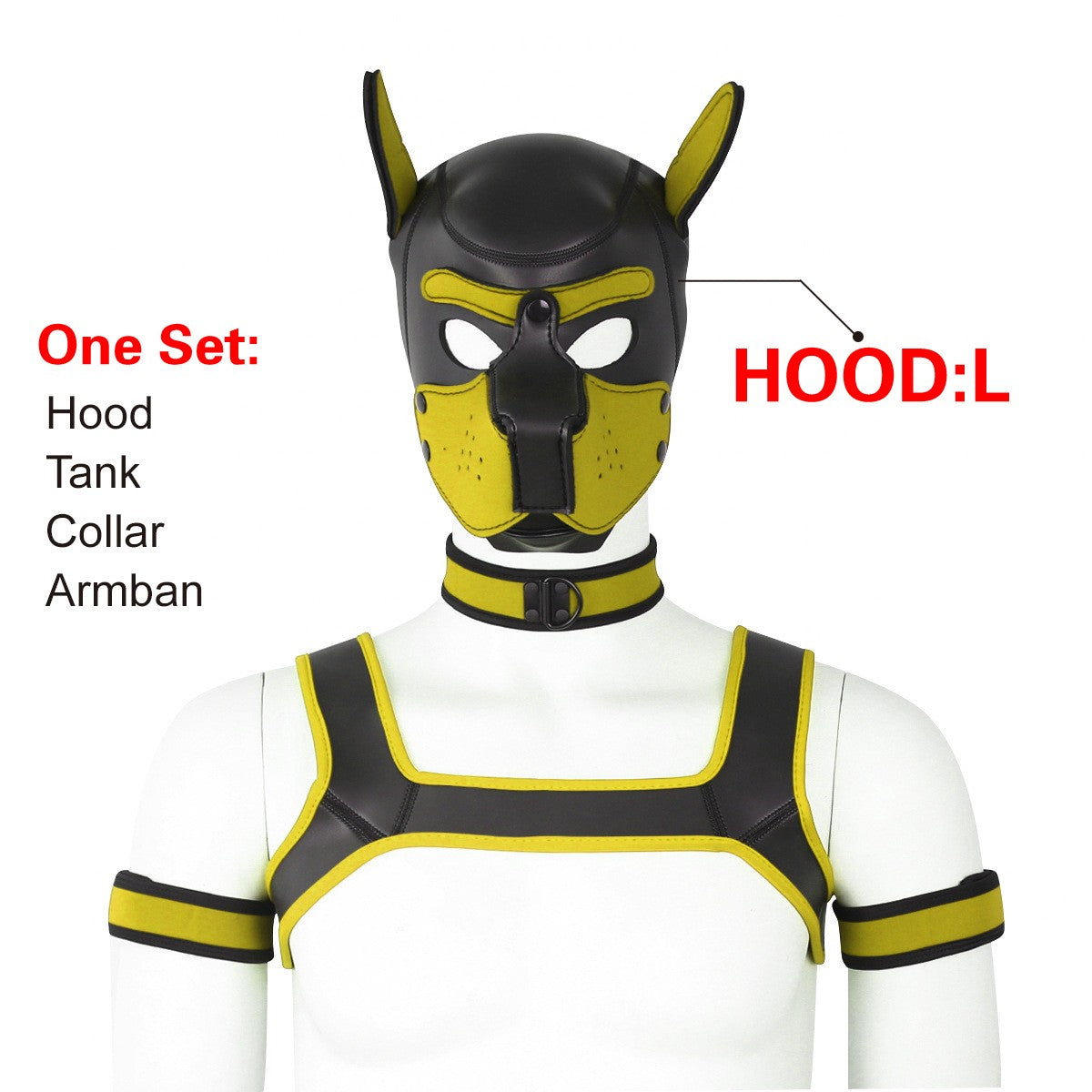 Yellow Neoprene dog headgear vest collar armband costume party costume mask cosplay Halloween gift Christmas gif