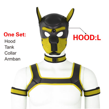 Yellow Neoprene dog headgear vest collar armband costume party costume mask cosplay Halloween gift Christmas gif