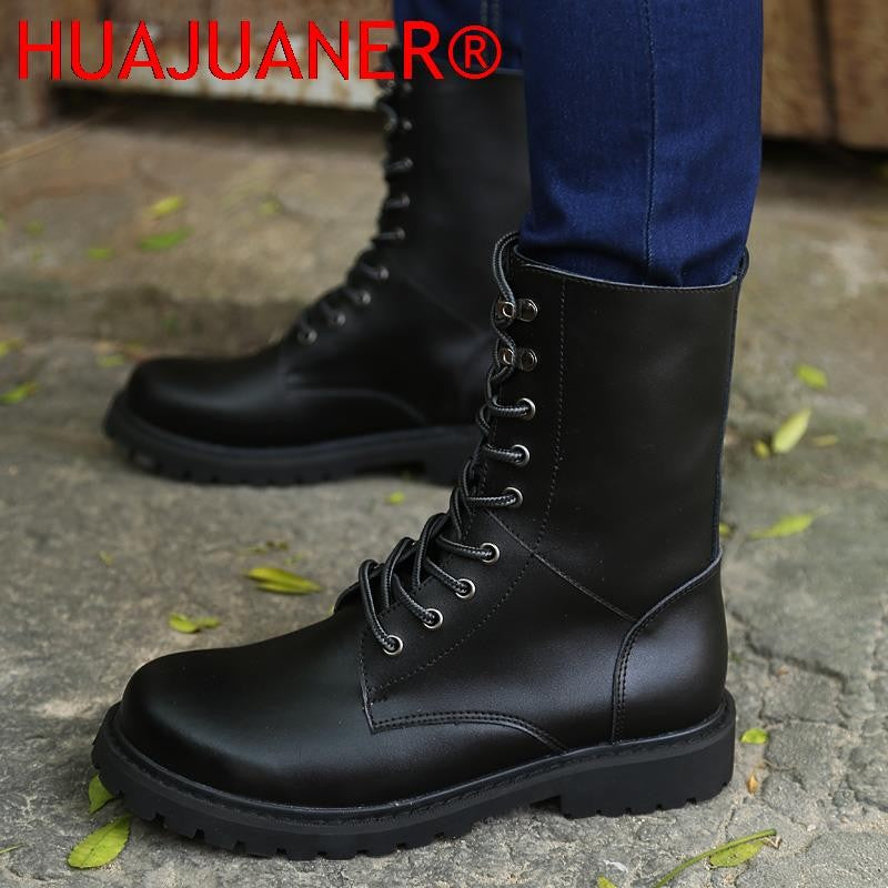 Botas Táticas Militares Masculinas Botas de Tornozelo de Deserto de Cano Alto Quentes e Antiderrapantes com Cadarço para Outono Inverno Masculino de Tamanho Grande