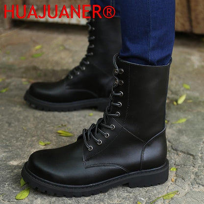 Botas Táticas Militares Masculinas Botas de Tornozelo de Deserto de Cano Alto Quentes e Antiderrapantes com Cadarço para Outono Inverno Masculino de Tamanho Grande
