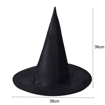Halloween Witch Hat Black Folds Wizard Hats for Women Men Masquerade Party Carnival Costume Cosplay Props Halloween Decorations