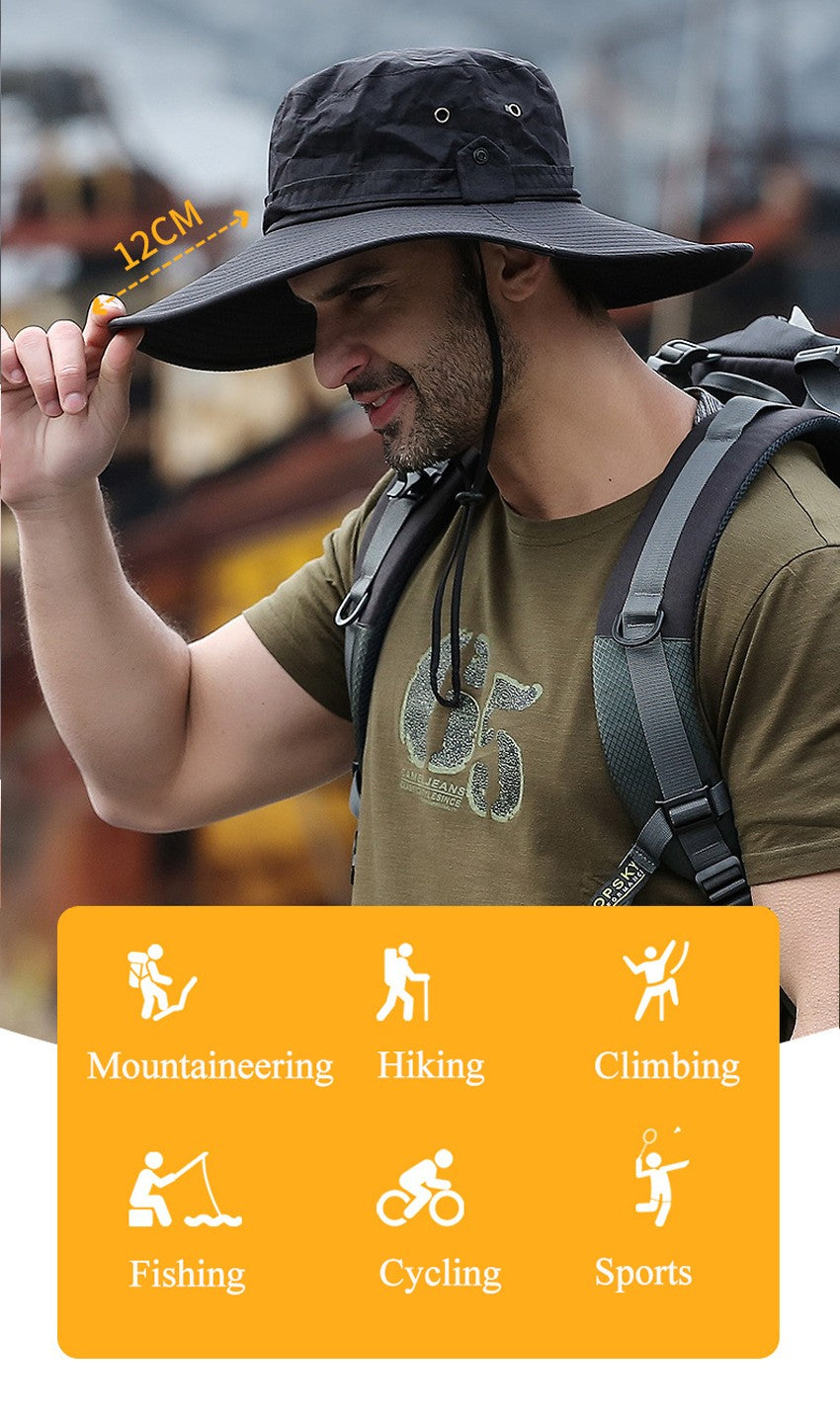 2023 New Fashion Summer Bucket Hat Cowboy Men Outdoor Fishing Hiking Beach Hats Mesh Breathable Anti UV Sun Cap Large Wide Brim