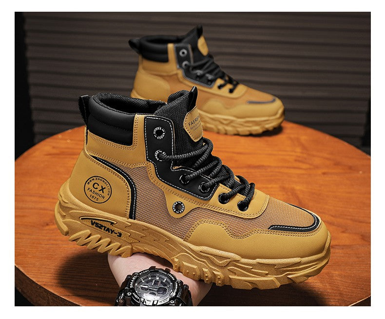 Botas de trabalho masculinas de inverno com cadarço, sapatos masculinos quentes de segurança, plataforma, tamanho 44, promoção, designer, antiderrapante, moda