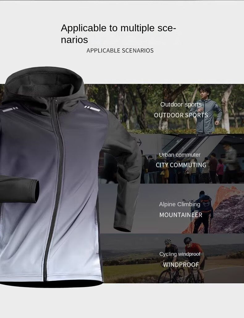Running jacket for men, autumn quick drying sports windbreaker, fitness top, professional morning running training suit with fle