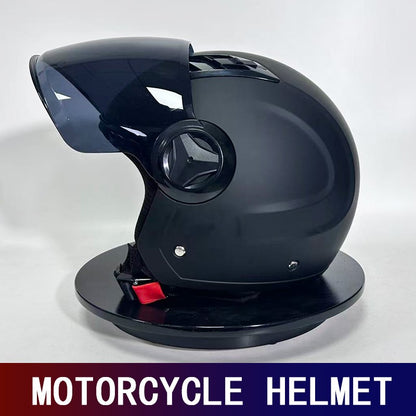 Novo capacete de motocicleta três quartos, capacete elétrico completo para homens e mulheres, capacete de motocicleta para pilotagem, meio capacete de inverno, quente