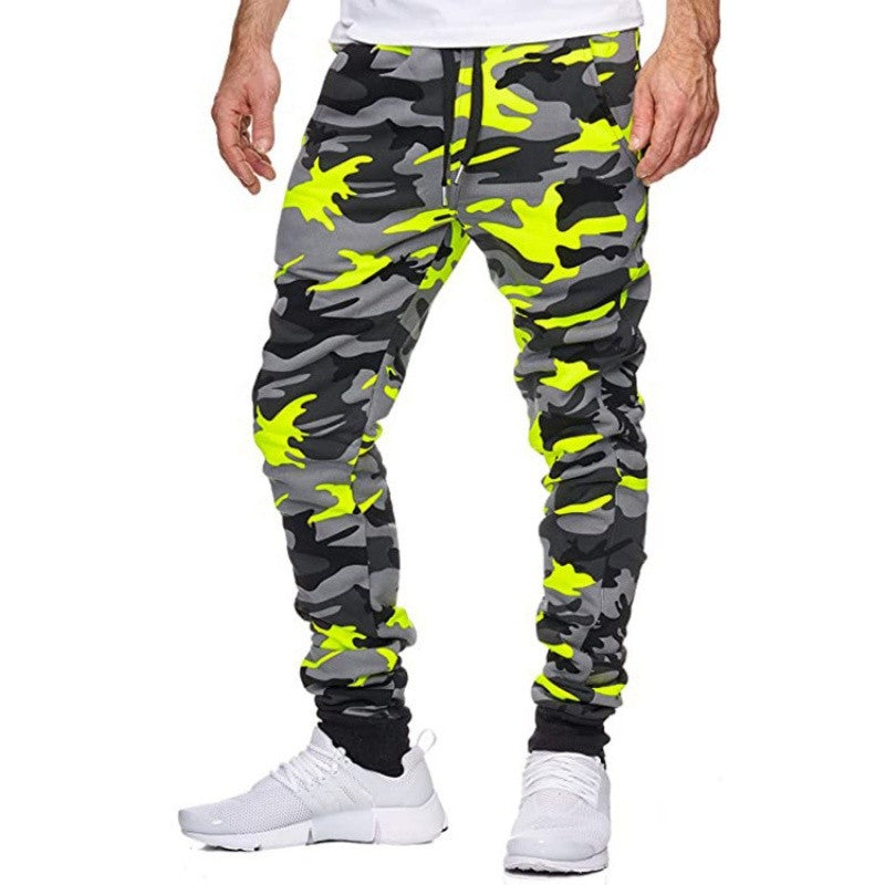 2025 Trousers Autumn And Winter New Men's Casual Camouflage Waist Drawstring Large Size Solid Color Sports Jogging Pants