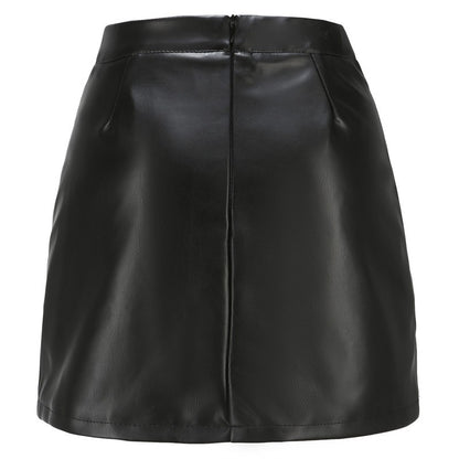 Women's Black Small Stretch PU Skirt, Fashion Casual Short Skirts,  Brown Gray Leather Skirts of Women 2026