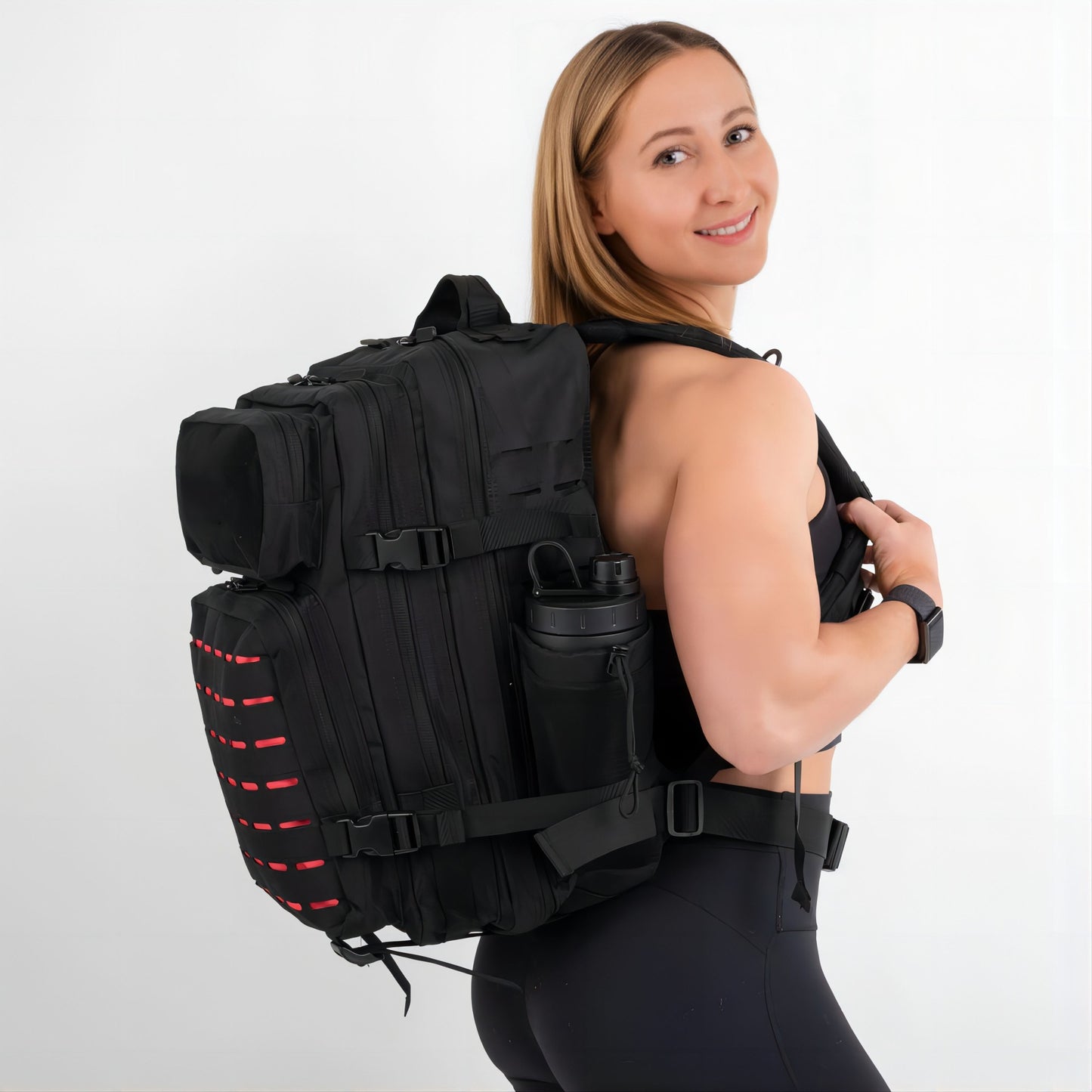 Mochila Impermeável 25L/50L com 2 Bolsos para Garrafas Academia Ao Ar Livre Viagem Caminhada Pesca Trekking Mochilas Bolsa para Notebook de 13 polegadas