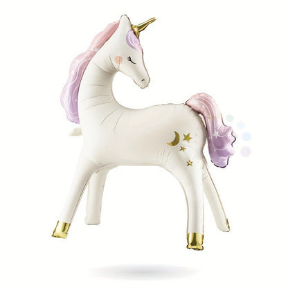 1pcs New 3D Standing Birthday Matte Retro Unicorn Wooden Horse Birthday Party Baby Shower Decoration Aluminum Film Balloons