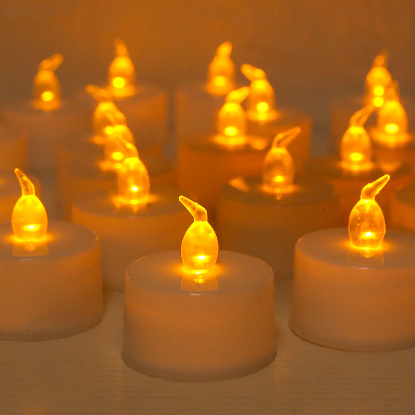 24/48Pcs Flameless LED Candle Lights Battery Powered Creative Wishing Tea Lamp Warm White Halloween Wedding Christmas Decoration