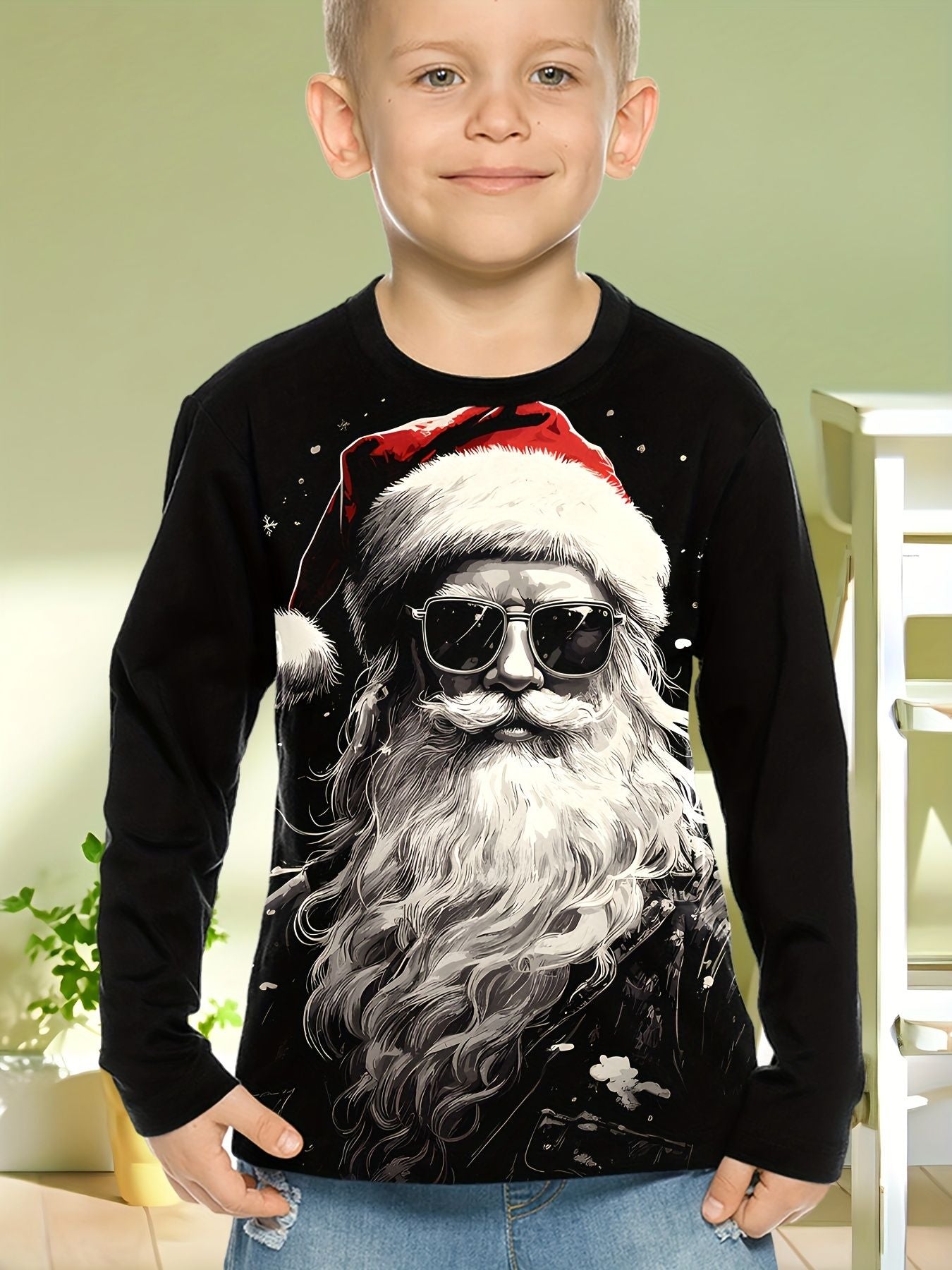 Children's Clothing Boys Tshirt Long Sleeve Creative 3D Christmas Print Kids Spring Fall Clothes Casual O-Neck Girl Clothes Tops