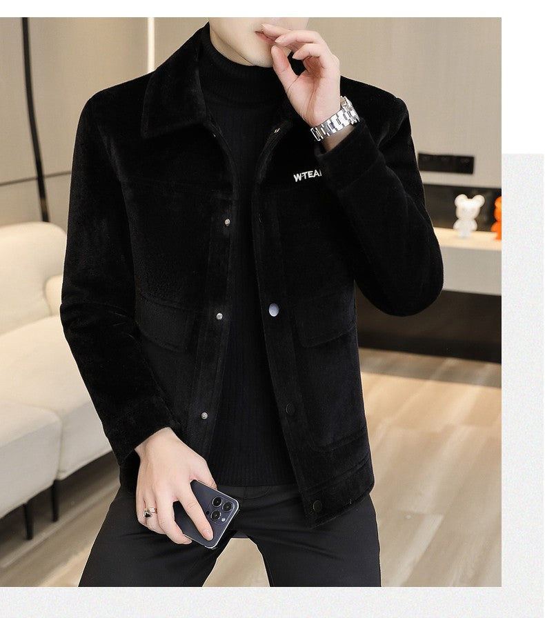 2022 Winter Wool Blends Jacket Plush Velvet and Short Thicken Trench Coat Casual Business Woolen Overcoat Social Men Clothing