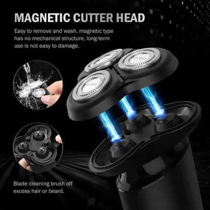 Sejoy Electric Razor for Men 3-Blade Rotary Shaving Machine,Electric Shaver Type-C Fast Charging,LED Display Hair Timmer