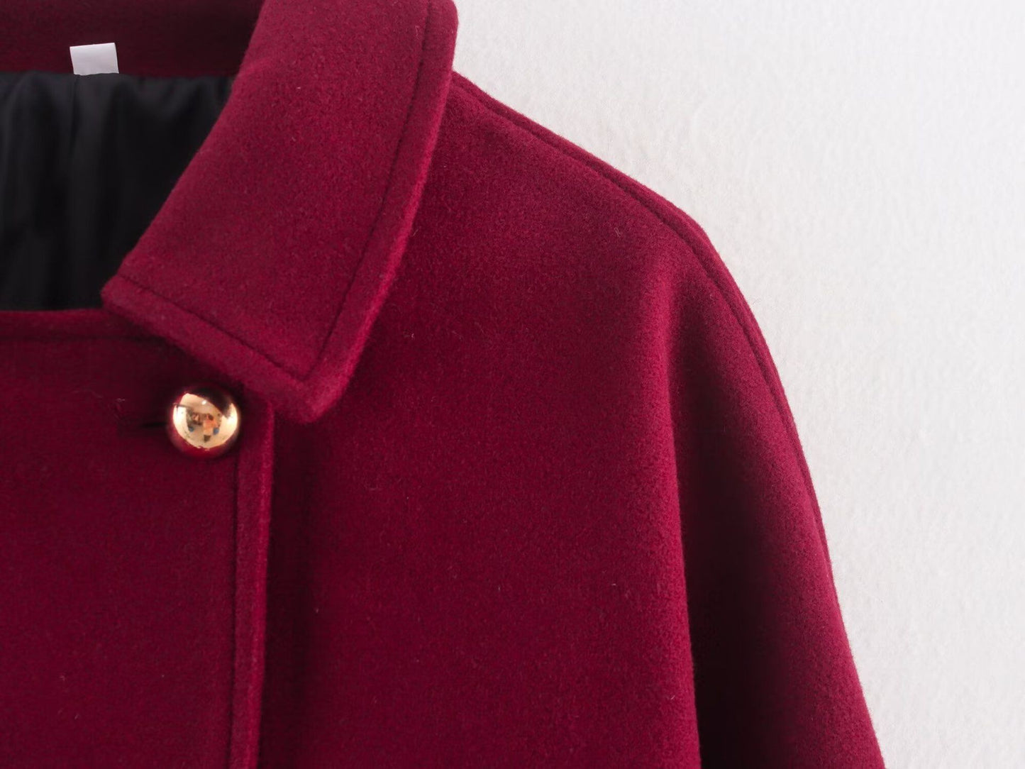 Thickened Double-Breasted Warm Collar Two-Tone Women's Winter Coat Fashionable Commute Style Polyester Fiber Long Sleeve Coat