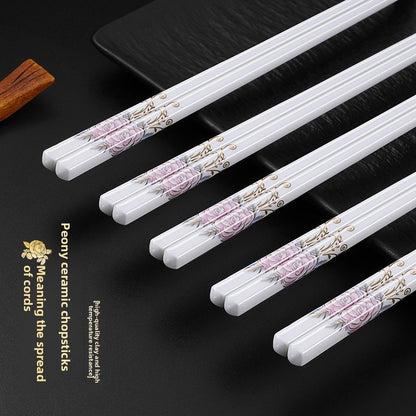 Novo conjunto de hashis de cerâmica à prova de quedas, antiderrapante, de grau alimentício, resistente à umidade, de alta temperatura, talheres chineses, hashis de sushi