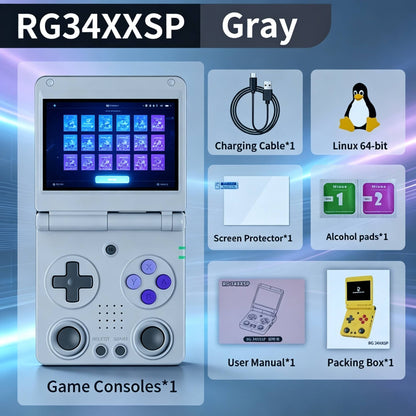 RG34XXSP ANBERNIC Flip Retro Handheld Game Console 3.4 Inch  Screen H700 Pocket Game Player Support PSP PS1 GBA NDS Arcade